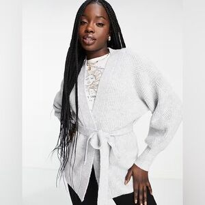 ✨SALE✨ASOS Miss Selfridge Pale Grey Belted Cardigan - Size US 8-10